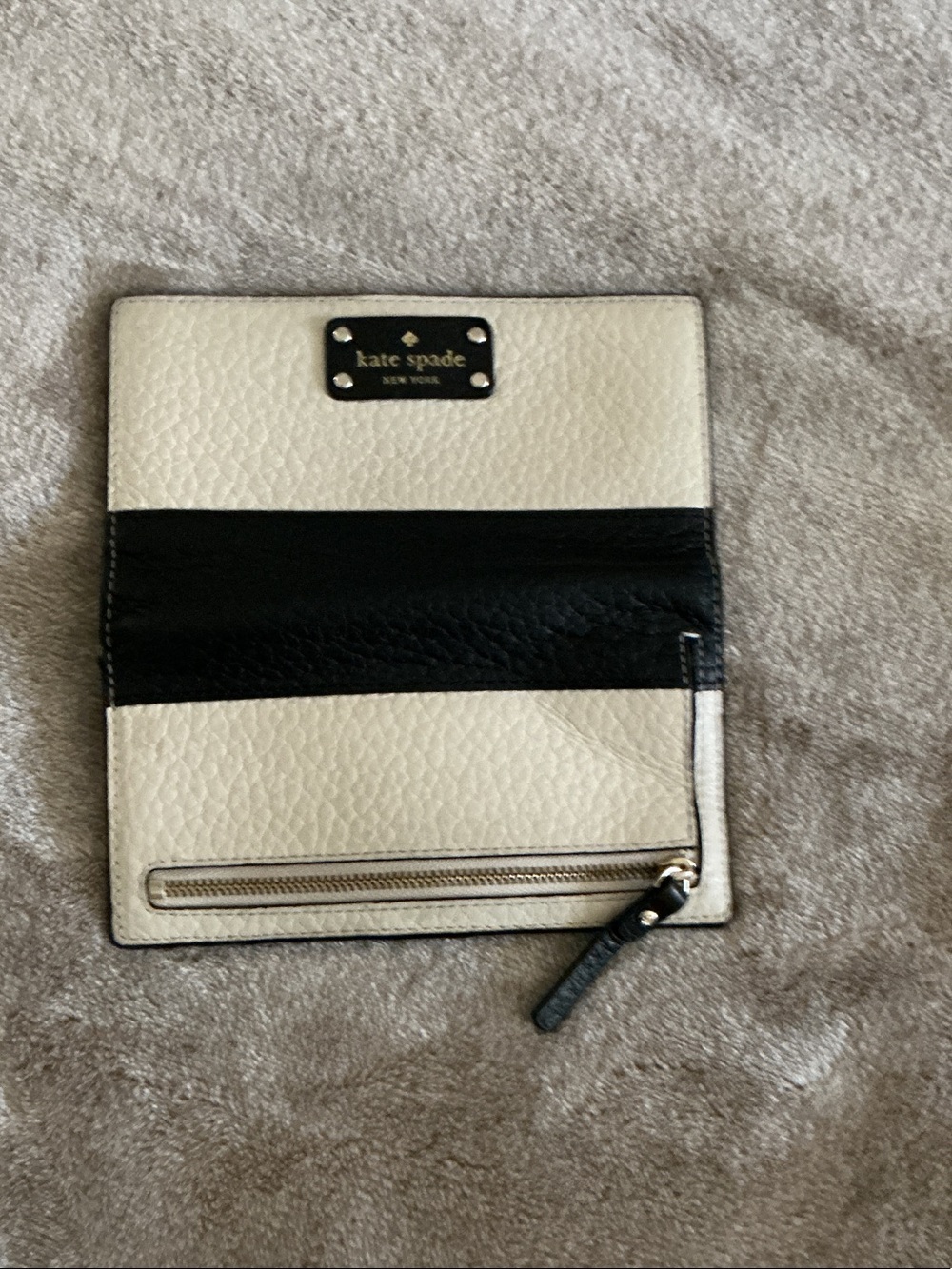 kate spade Black and Cream Foldable Leather Wallet